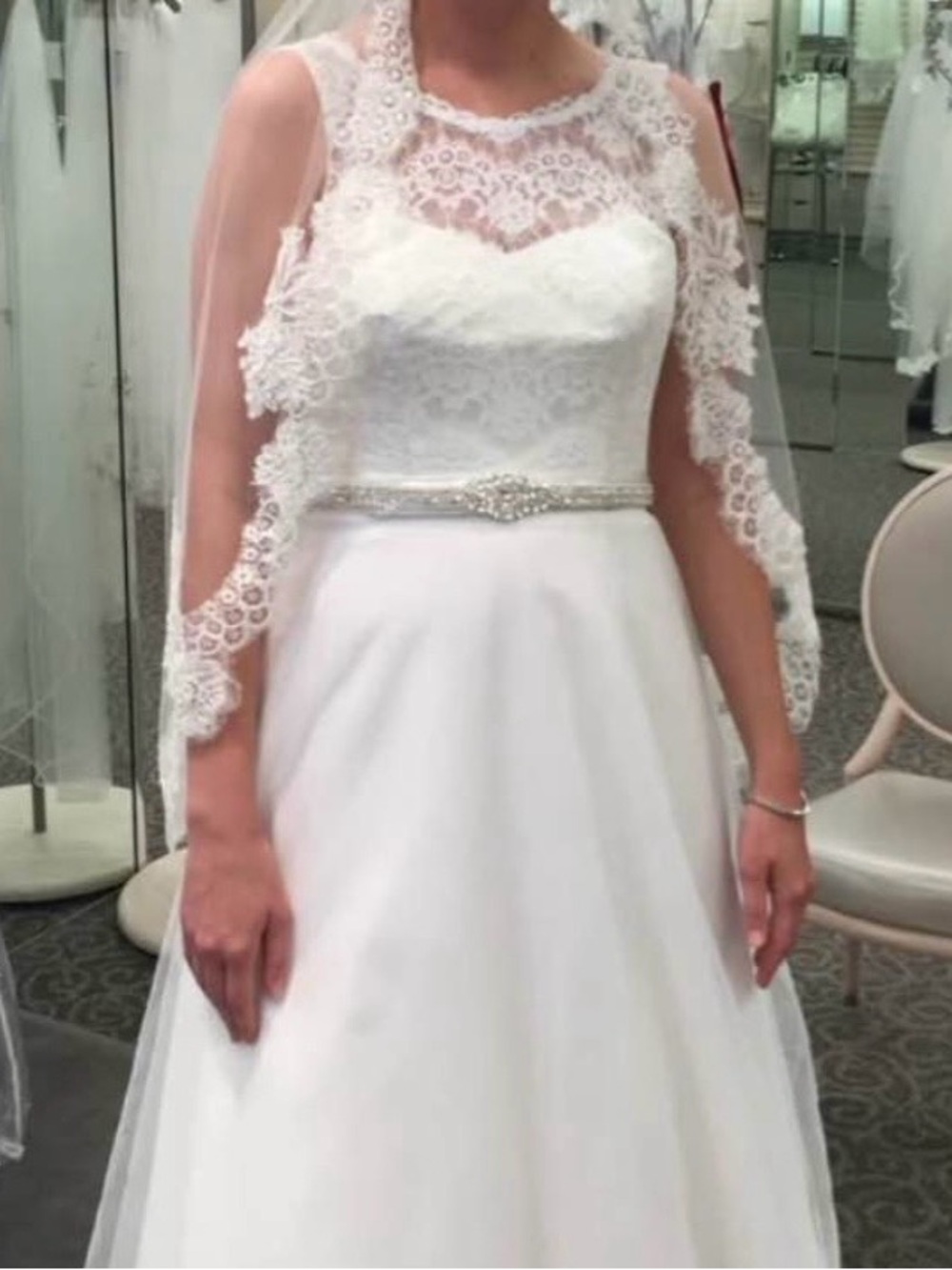 Bridal Dress - White Lace Bodice with Satin Waist - Picture 5 of 8